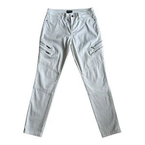 BEBE Women's 29 White Cotton Blend Skinny White Pants‎ Side  Zippers